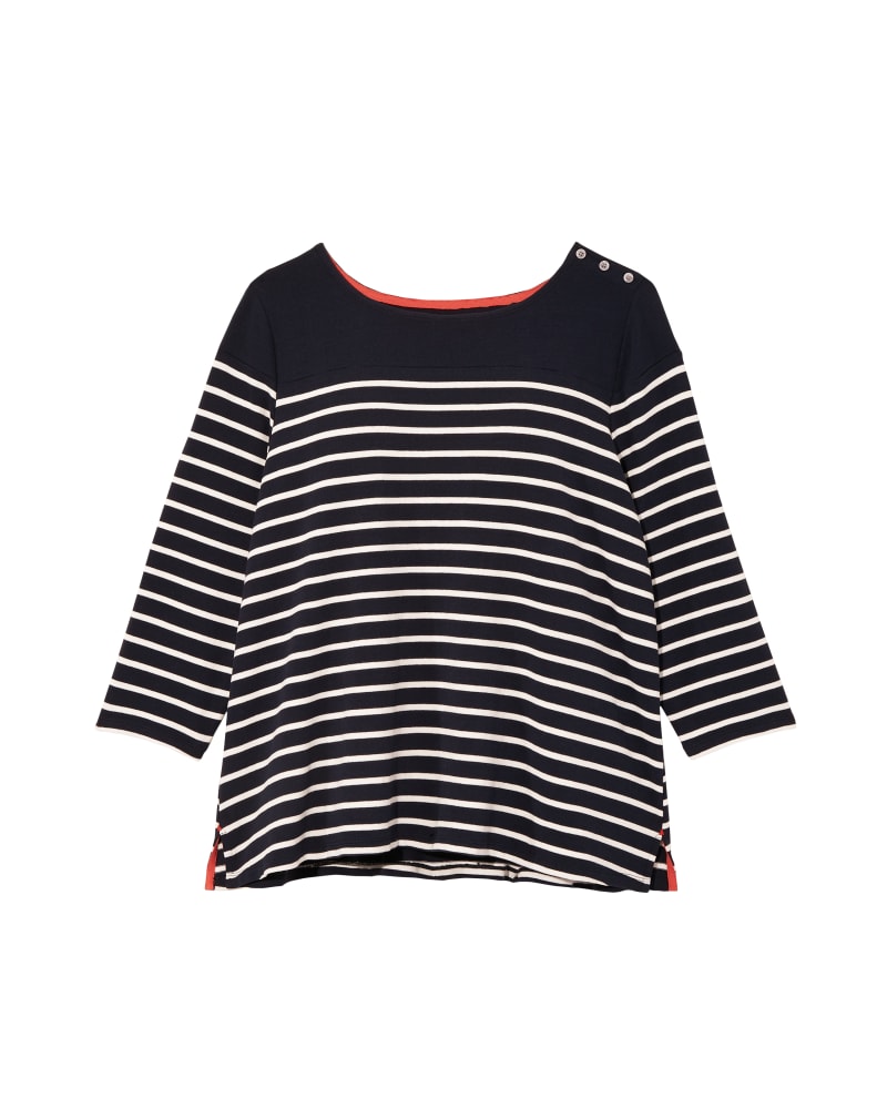 Front of plus size Dotty Engineered Stripe Tee by Molly&Isadora | Dia&Co | dia_product_style_image_id:120362